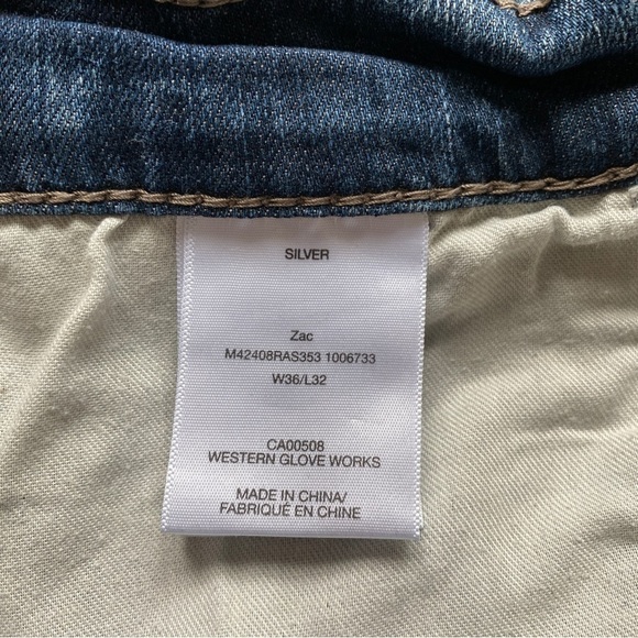 Silver Jeans ZAC Relaxed Fit Straight Leg Mens Sz 36x32 Thick Stitching! - Picture 9 of 12